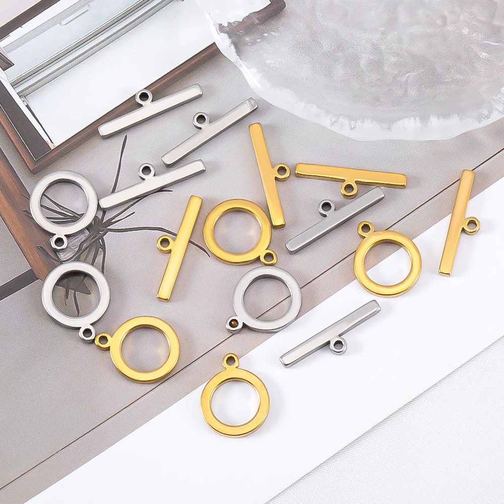 5 Sets Stainless Steel Toggle Jewelry OT Clasps Connectors Flat Round Toggle T Bar Clasp DIY Necklace Bracelet Earring Findings 5 Sets Stainless Steel Toggle Jewelry OT Clasps Connectors Flat Round Toggle T Bar Clasp DIY Necklace Bracelet Earring Findings