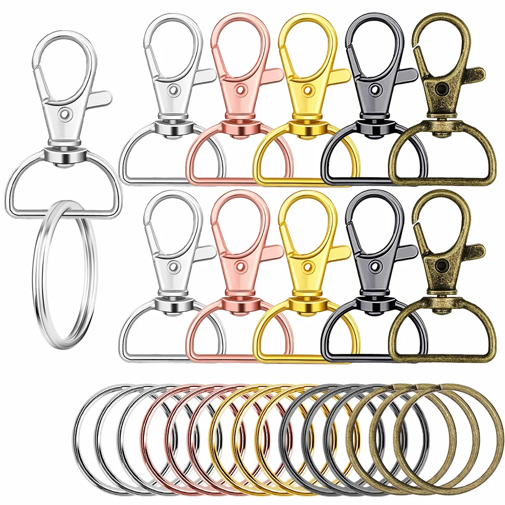 10/16sets D-shaped rotatable alloy keychain clips with metal key rings,suitable for DIY keychain lanyards,bag charms,crafts,gift 10/16sets D-shaped rotatable alloy keychain clips with metal key rings,suitable for DIY keychain lanyards,bag charms,crafts,gift