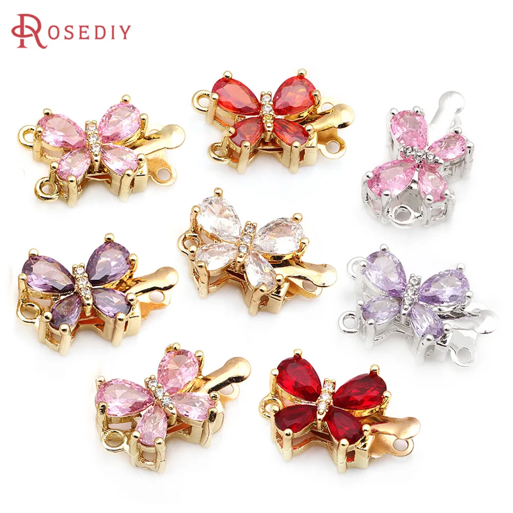 4 Sets 18K Gold Color Brass and Zircon Butterfly 1 Line and 2 Line Necklaces Connect Clasps Diy Jewelry Making Accessories 4 Sets 18K Gold Color Brass and Zircon Butterfly 1 Line and 2 Line Necklaces Connect Clasps Diy Jewelry Making Accessories