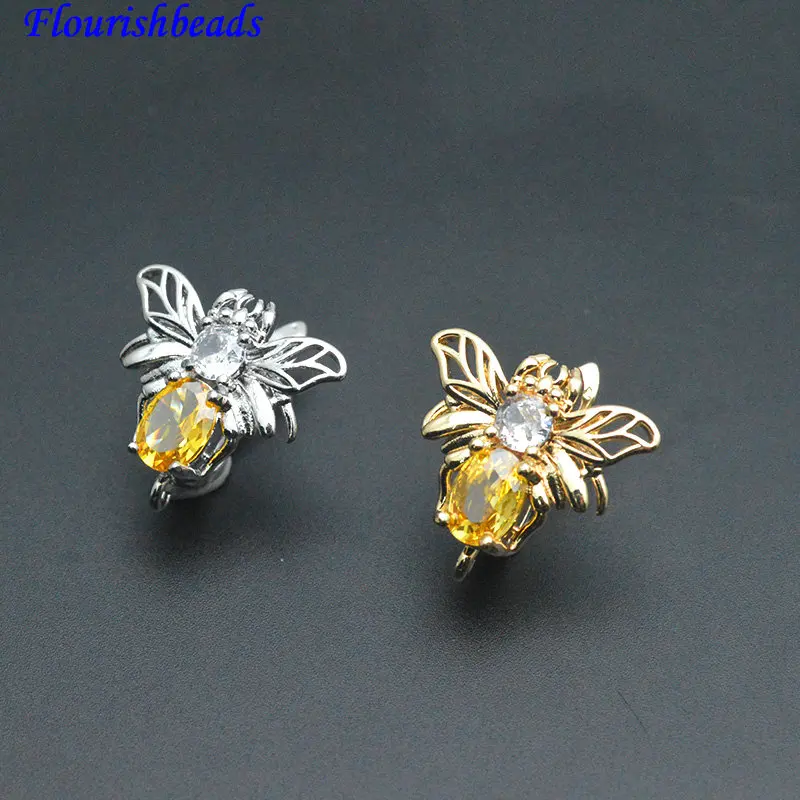 30pc High Quality CZ Paved Animal Insect Bee Dragonfly Shape Metal Brass Earring Hook Clasps Jewelry Findings