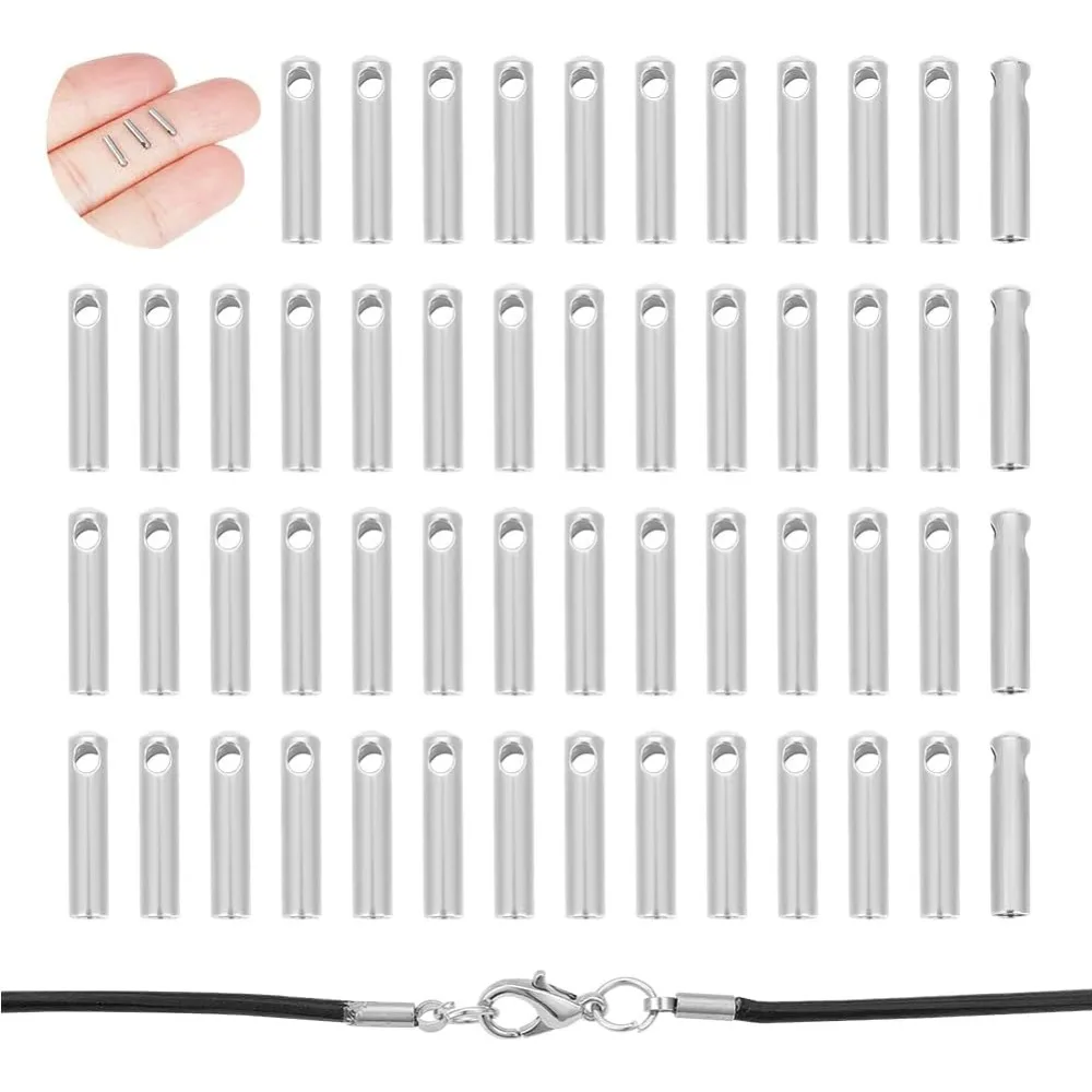 100Pcs Stainless Steel Cord Ends End Caps 1mm Inner Diameter Column Cone Leather Cord Ends Jewelry Making Caps Bracelet 100Pcs Stainless Steel Cord Ends End Caps 1mm Inner Diameter Column Cone Leather Cord Ends Jewelry Making Caps Bracelet