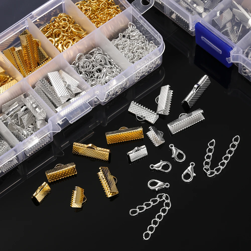 10 Grids Alloy Accessories Set Jewelry findings Tools Clip buckle Lobster Clasp Open Jump Rings With Cove Clasps Jewelry Making