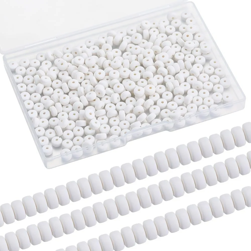 1 Box 350PCS 6mm White Polymer Clay Beads Bulk Small Heishi Beads Mini Refill Round Flat Disc Vinyl Spacer Loose making kit