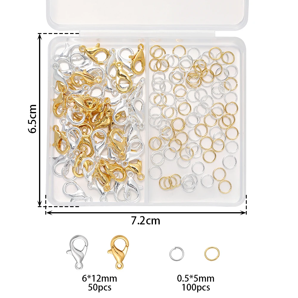 1Box/Lot 2-Grid 18K Gold Color Plated Copper Lobster Clasp Open Jump Ring Sets For DIY Bracelet Jewelry Making Accessories 1Box/Lot 2-Grid 18K Gold Color Plated Copper Lobster Clasp Open Jump Ring Sets For DIY Bracelet Jewelry Making Accessories