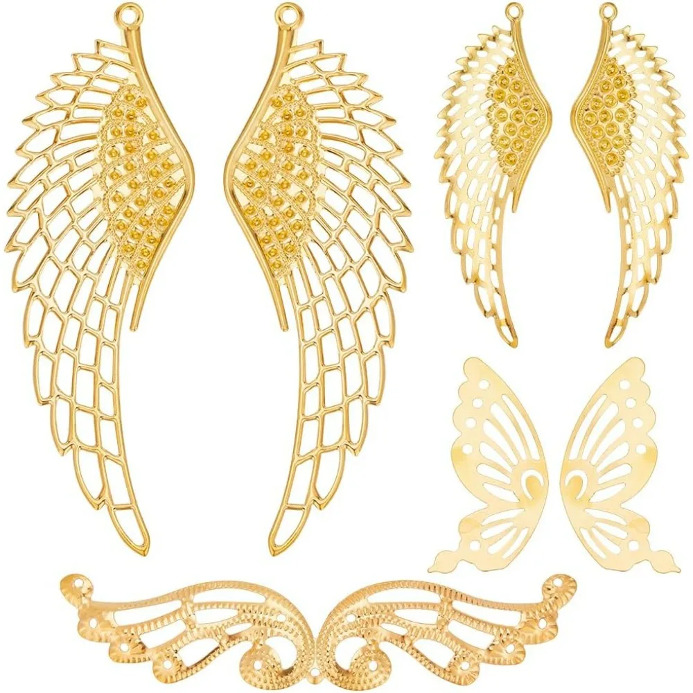 1 Box 58Pcs Gold Filigree Connectors Filigree Charm Pack Embellishments Angel Wings Hollow Wing 1 Box 58Pcs Gold Filigree Connectors Filigree Charm Pack Embellishments Angel Wings Hollow Wing