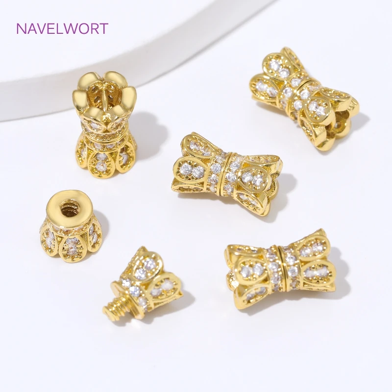 14K Gold Plated Inlaid Zircon Spiral End Clasps Fastener,Brass Connector Clasps For Jewelry Making Supplies,Clasp For Bracelet