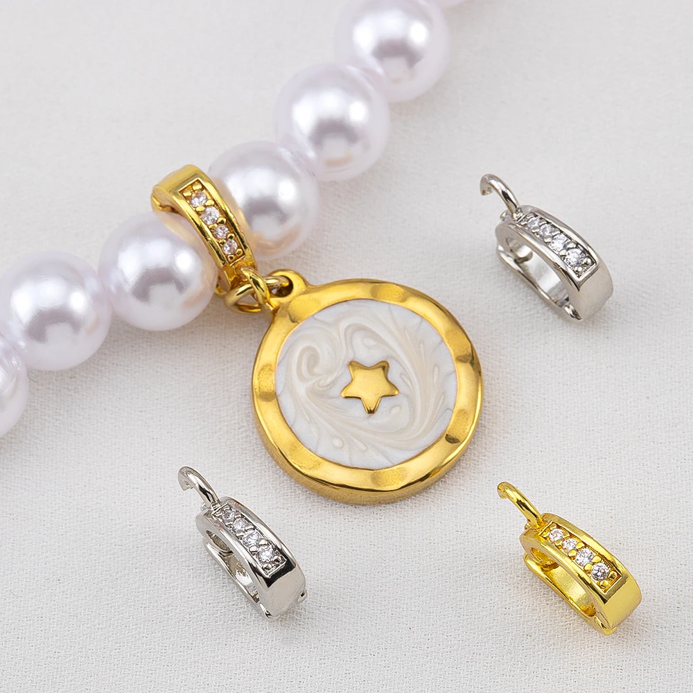18K Gold Plated Zircon Bail Pendant Holder for Needlework Jewelry Making Clasps Connectors Necklace Charms Bails DIY Accessories 18K Gold Plated Zircon Bail Pendant Holder for Needlework Jewelry Making Clasps Connectors Necklace Charms Bails DIY Accessories