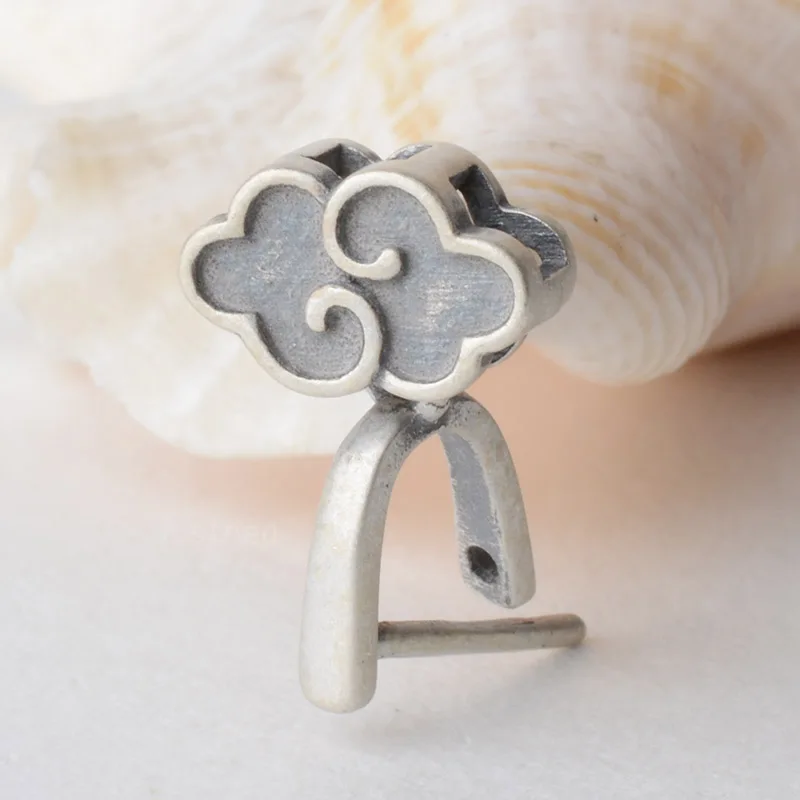 Solid 925 sterling silver Cloud pendant clasp connector, Thai Silver pinch bail for necklace & pendant silver jewelry Solid 925 sterling silver Cloud pendant clasp connector, Thai Silver pinch bail for necklace & pendant silver jewelry