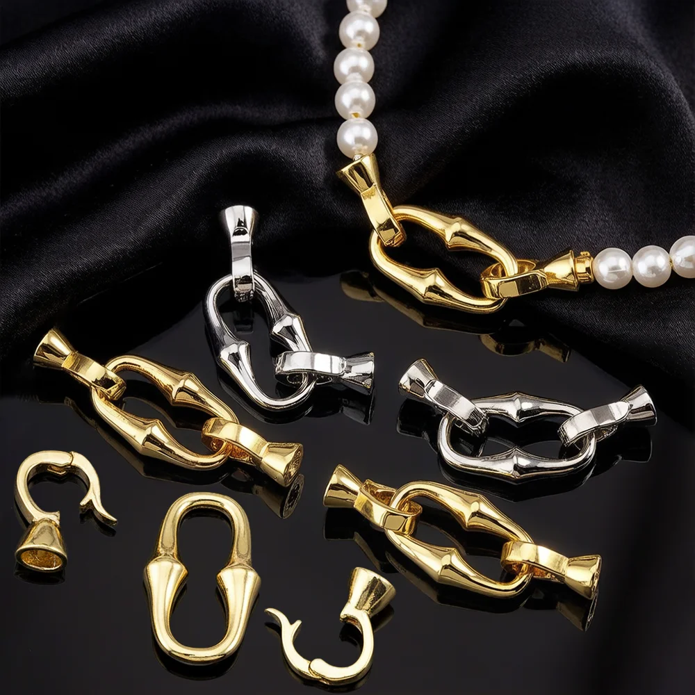 1 Pcs Copper Gold Color Plated Double-headed Bamboo Joint Buckle Pearl Necklace Bracelet Closing Buckle DIY Jewelry Accessories 1 Pcs Copper Gold Color Plated Double-headed Bamboo Joint Buckle Pearl Necklace Bracelet Closing Buckle DIY Jewelry Accessories