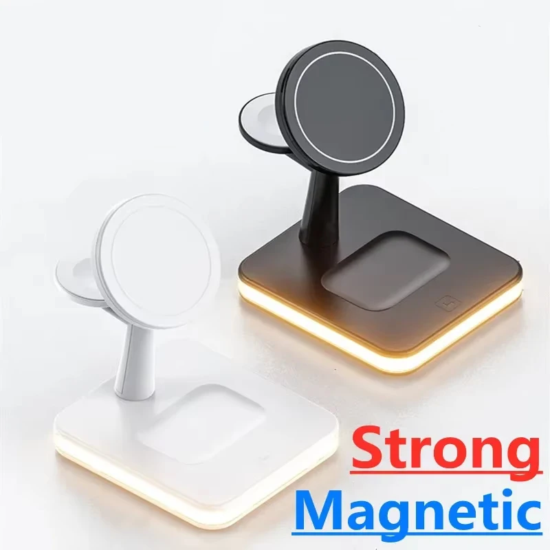 3 in 1 Wireless Chargers Stand For iPhone 17-12 Pro Max Mini Magnetic Fast Charging Dock Station For Airpods Pro/Apple watch