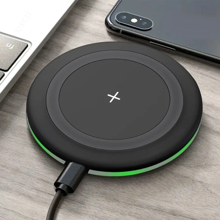 15W Wireless Charger Fast Charging Pad Round Slim Plastic Desktop Universal Smart Charger For iPhone 17 16 15 14 13 12