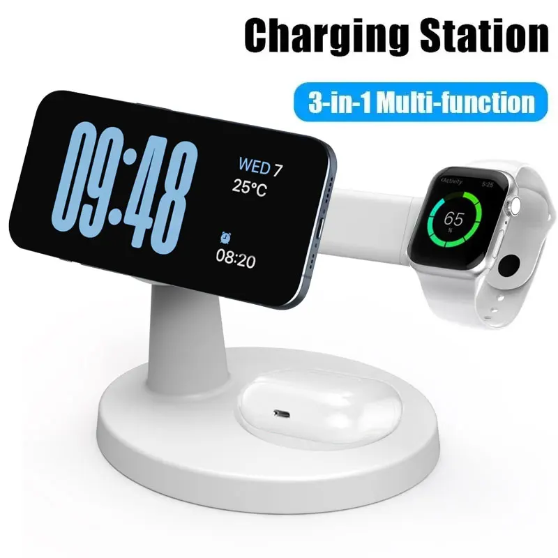 3 In 1 Magnetic Wireless Charger Stand For Magsafe iPhone 16 15 14 13 Pro Max Apple Watch 9 8 AirPods Pro Fast Charging Station 3 In 1 Magnetic Wireless Charger Stand For Magsafe iPhone 16 15 14 13 Pro Max Apple Watch 9 8 AirPods Pro Fast Charging Station