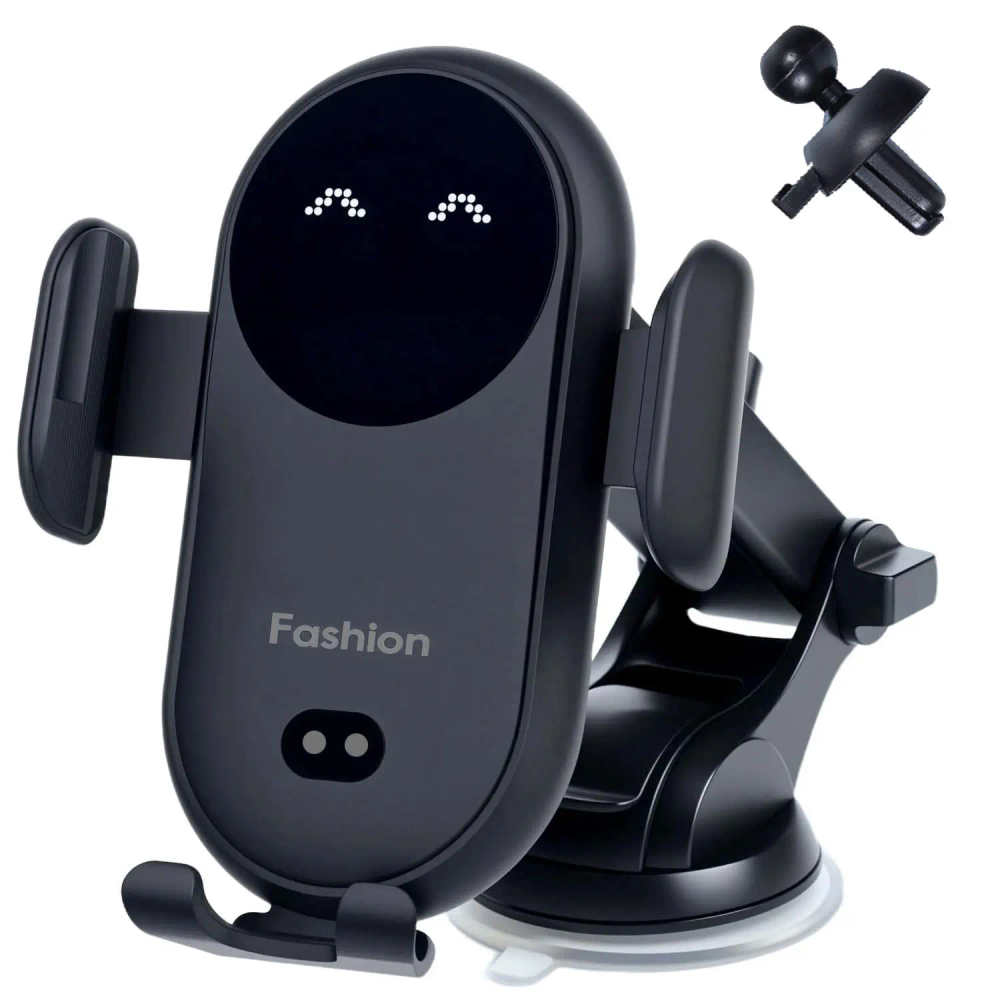 Wireless Car Charger Stand Fast Charging with Infrared Auto Clamp for iPhone 17 Samsung Phone Mount (Vent/Dashboard/Windshield)