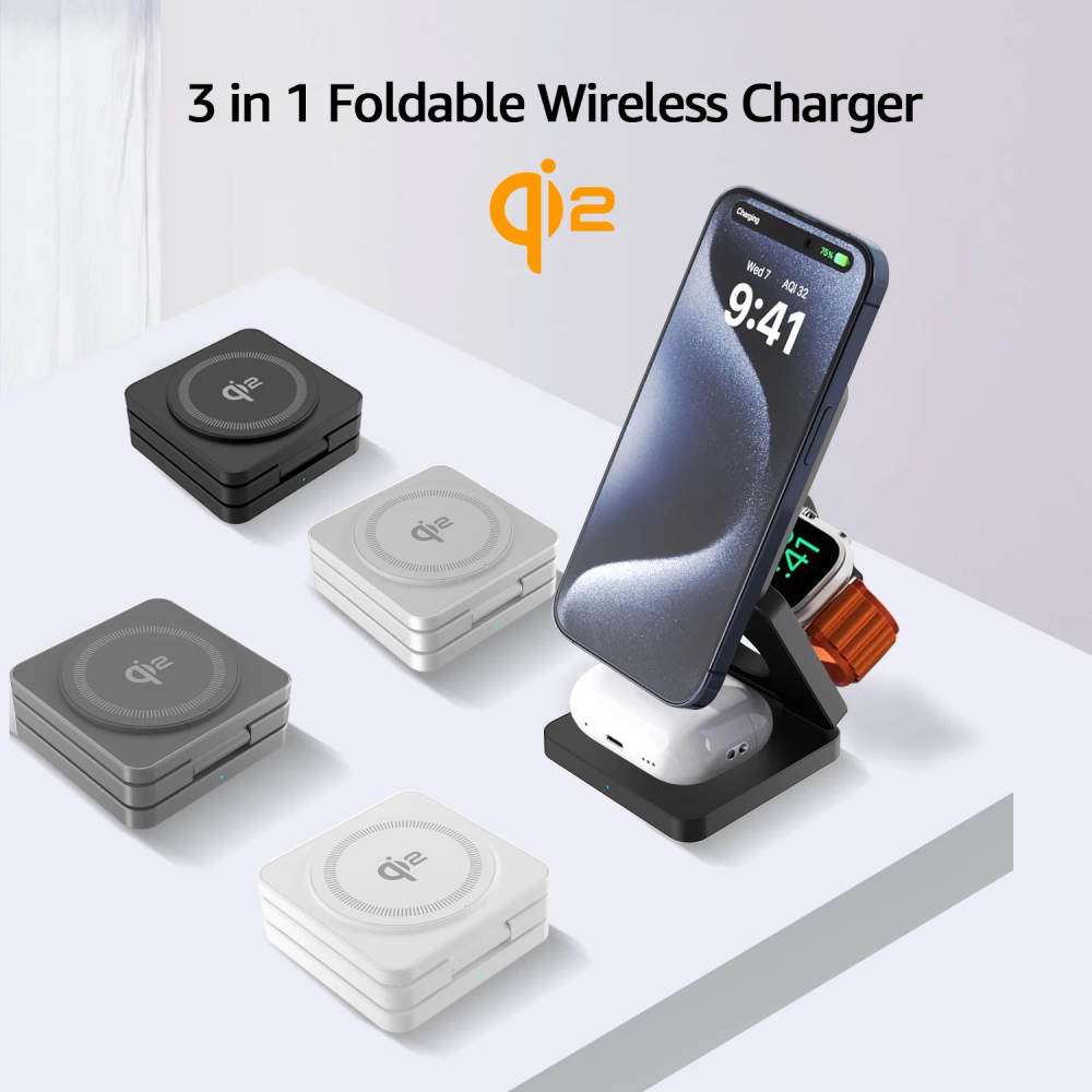QI2 3 in 1 Magnetic Wireless Chargers For iPhone 16 15 14 13 12 Fast Charging Station For Apple Watch Airpods 3 4 charger stand QI2 3 in 1 Magnetic Wireless Chargers For iPhone 16 15 14 13 12 Fast Charging Station For Apple Watch Airpods 3 4 charger stand