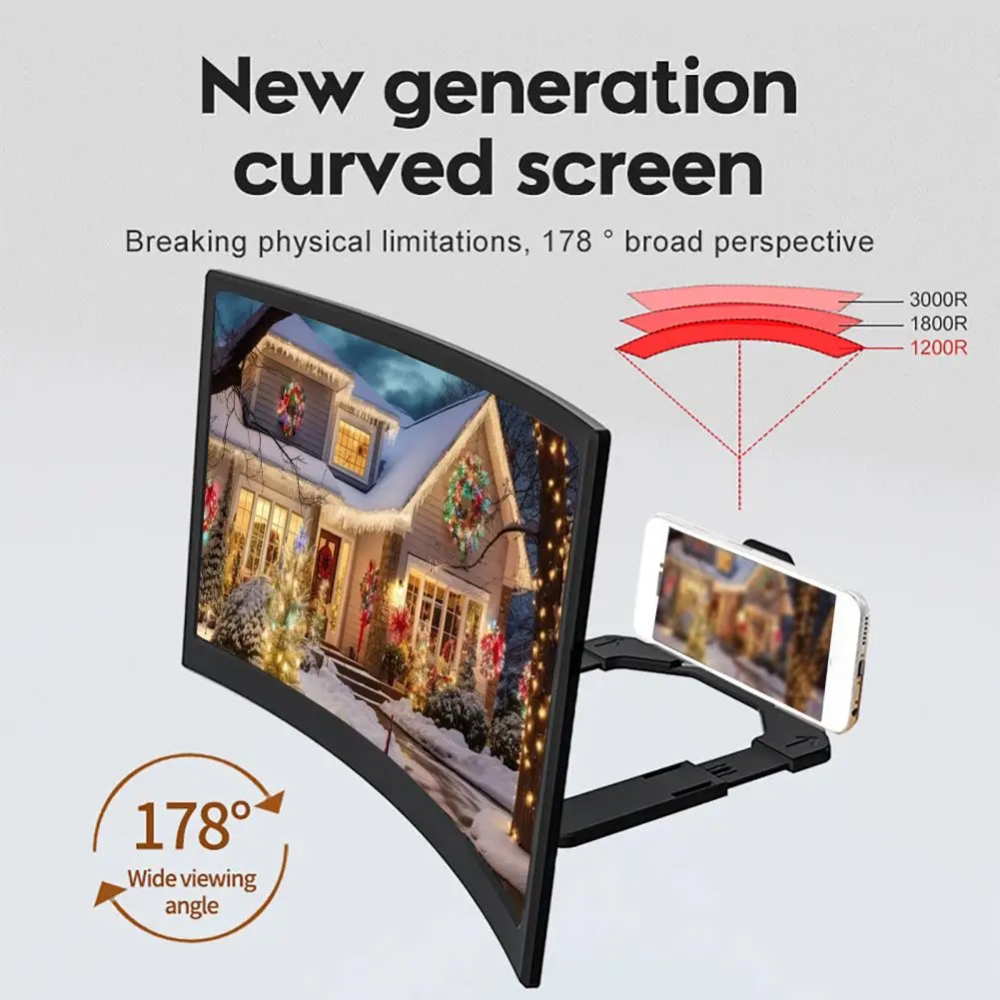 Curved Screen Magnifier Phone Holder Stand for Mobile Devices Movie Distance Viewer Portable Anti-Slip Bracket Curved Screen Magnifier Phone Holder Stand for Mobile Devices Movie Distance Viewer Portable Anti-Slip Bracket