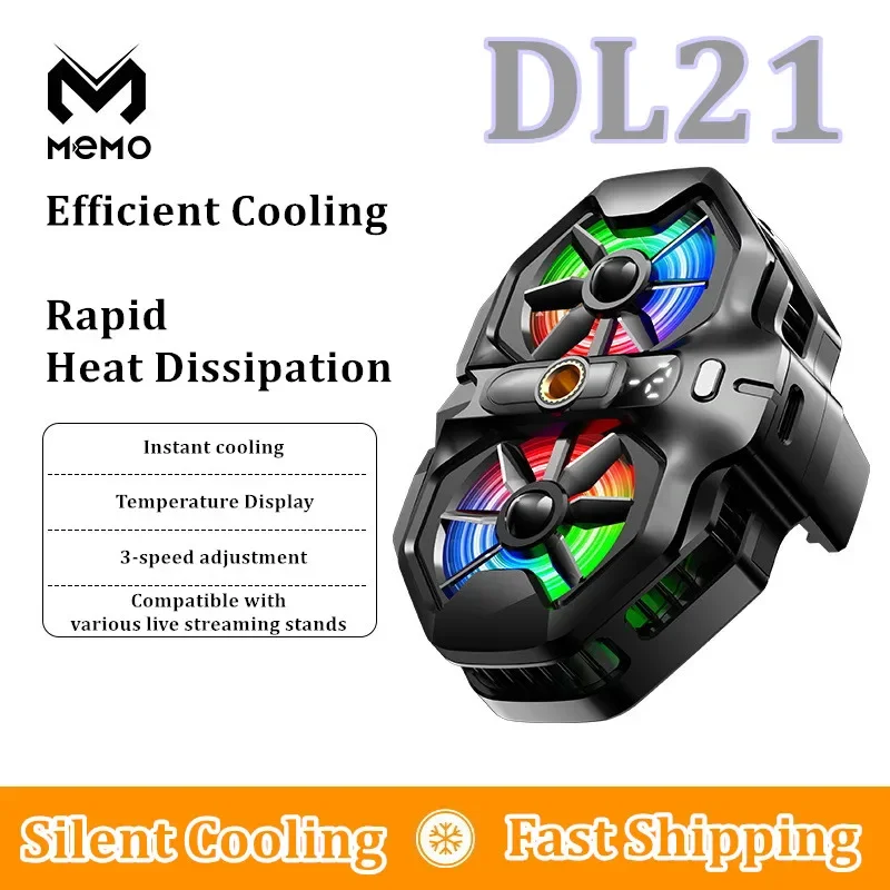 NEW MEMO DL21 Mobile Phone Dual Fan Cooling Semiconductor Refrigeration Cooler for IOS Android Universal Live Streaming Radiator NEW MEMO DL21 Mobile Phone Dual Fan Cooling Semiconductor Refrigeration Cooler for IOS Android Universal Live Streaming Radiator