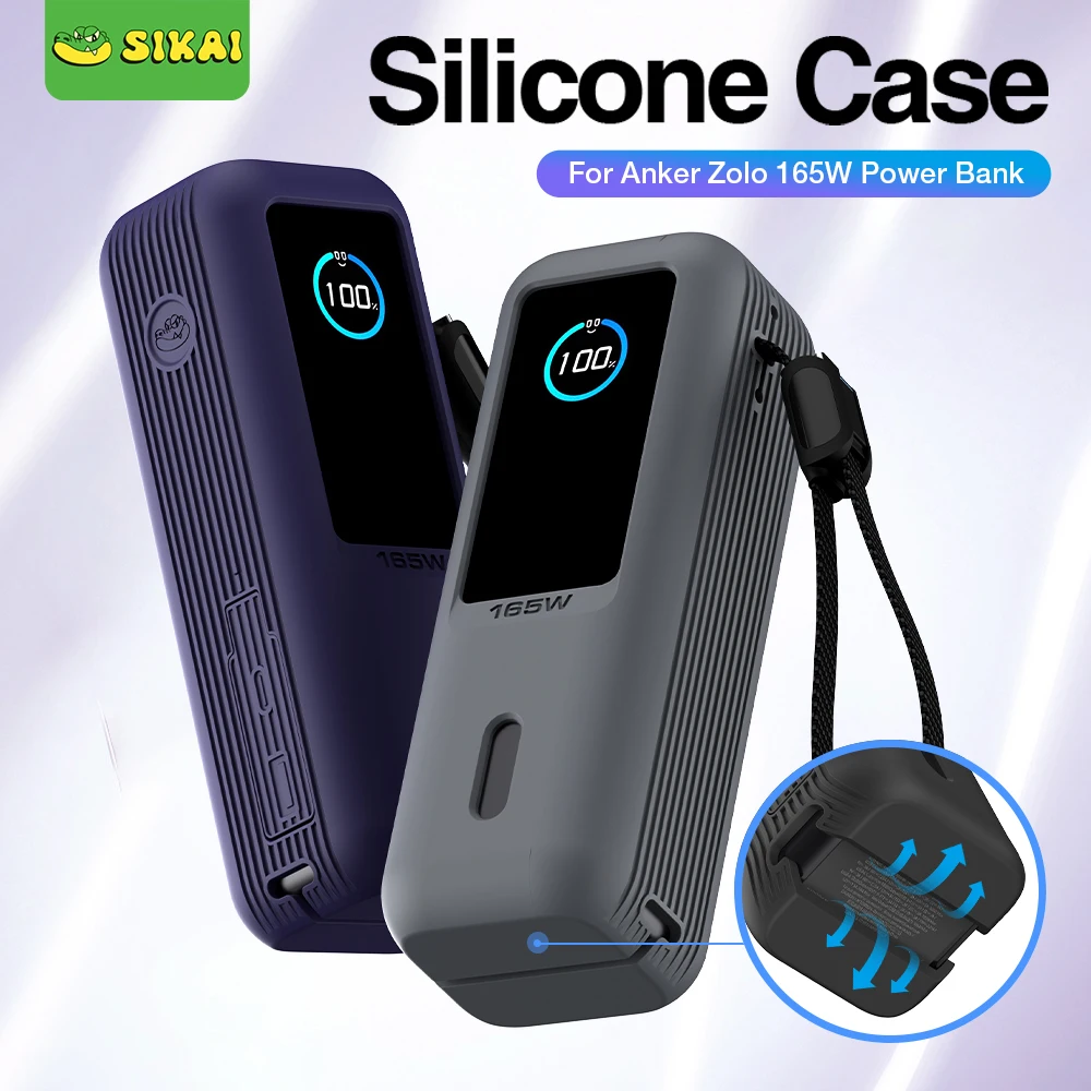 Silicone Protective Case Dustproof Cover Travel Carrying Case for Anker Zolo 25000mAh 165W Power Bank TF/SIM storage Bag Silicone Protective Case Dustproof Cover Travel Carrying Case for Anker Zolo 25000mAh 165W Power Bank TF/SIM storage Bag