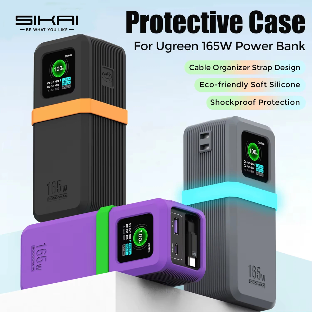 SIKAI Silicone Case for UGREEN Nexode165W 20000mAh Power Bank PD3.0 Secure Fit Anti-Dust Scratch Resistant Cover SIKAI Silicone Case for UGREEN Nexode165W 20000mAh Power Bank PD3.0 Secure Fit Anti-Dust Scratch Resistant Cover
