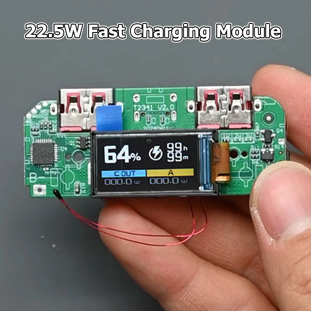 22.5W Fast Charging Power Bank Motherboard with TFT Color Digital Display for Ternary Lithium Battery PD QC Quick Charge Module 22.5W Fast Charging Power Bank Motherboard with TFT Color Digital Display for Ternary Lithium Battery PD QC Quick Charge Module