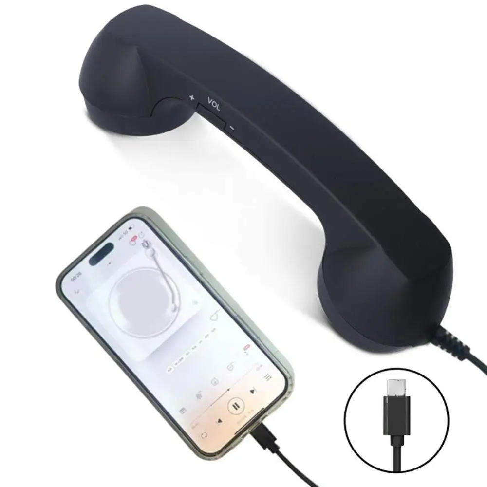 Handset For Cell Phone Retro Type-C Comfortable Home Supplies With Microphone Old Fashioned Phone For Offices Travel Kitchen Handset For Cell Phone Retro Type-C Comfortable Home Supplies With Microphone Old Fashioned Phone For Offices Travel Kitchen