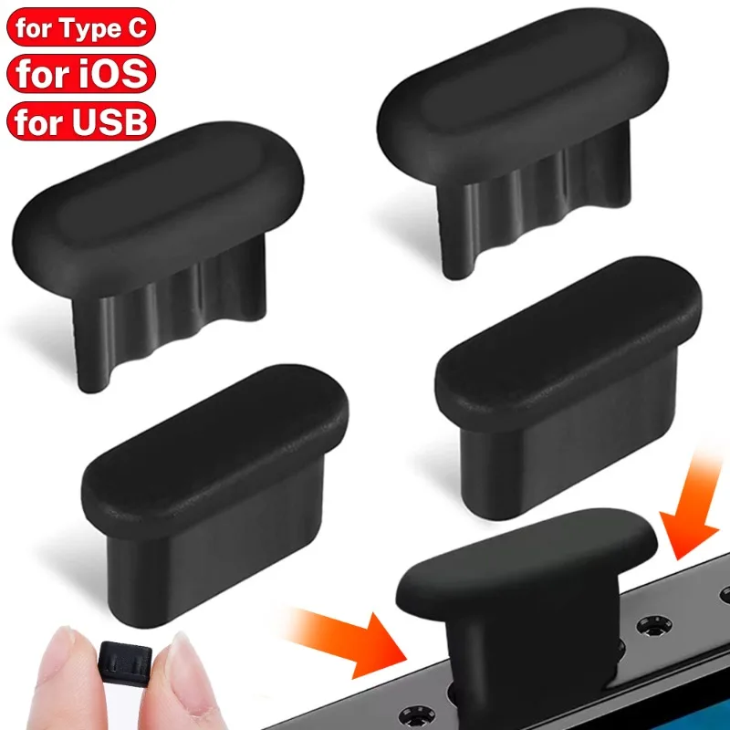 35-1PCS Silicone Dust Plugs for Type C/iOS/USB Charging Port Protector Stopper Cap Cover for iPhone 15 Pro Max Samsung Xiaomi