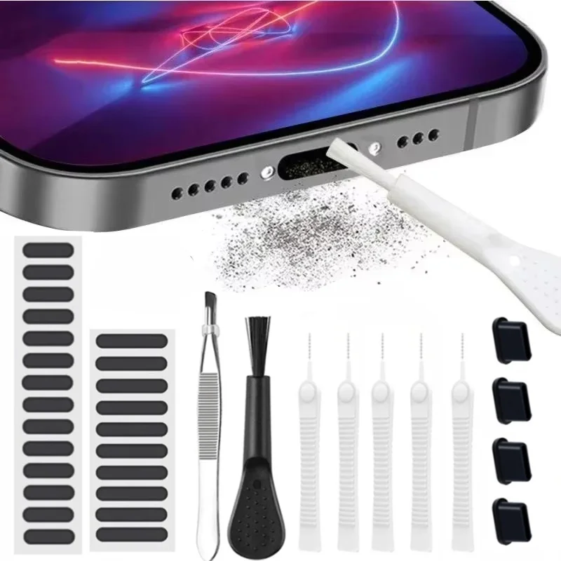 Universal Mobile Phone Speaker Dust Mesh Sticker Type C Phone Port Protector Dust Plug Tweezers for iPhone Samsung Cleaning Kit Universal Mobile Phone Speaker Dust Mesh Sticker Type C Phone Port Protector Dust Plug Tweezers for iPhone Samsung Cleaning Kit