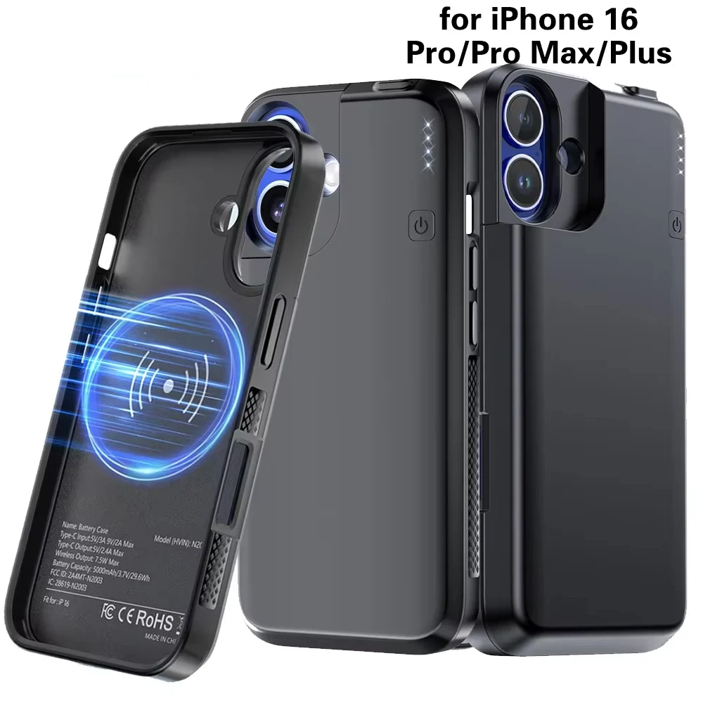 Wireless Magnetic Battery Case for iPhone 16/Pro/Pro Max Outdoor Battery Case 5000mAh Extended Battery Pack For iPhone 16 Plus Wireless Magnetic Battery Case for iPhone 16/Pro/Pro Max Outdoor Battery Case 5000mAh Extended Battery Pack For iPhone 16 Plus