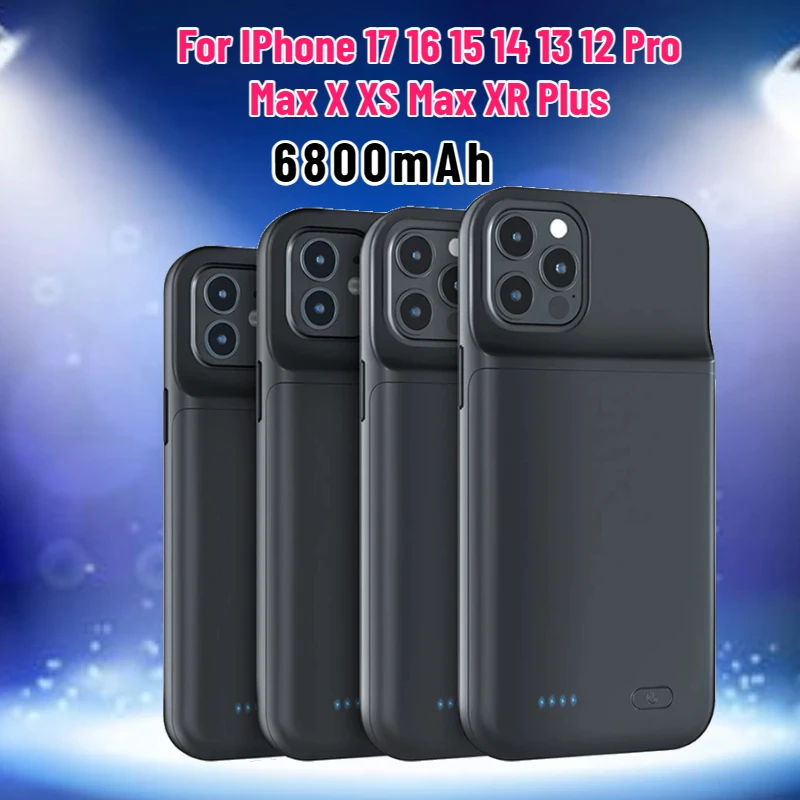 6800mAh Battery Charger Case for IPhone 17 16 15 14 13 Pro Max X XS Max XR Plus Cover Mobile Phone Chargers Power Bank 6800mAh Battery Charger Case for IPhone 17 16 15 14 13 Pro Max X XS Max XR Plus Cover Mobile Phone Chargers Power Bank