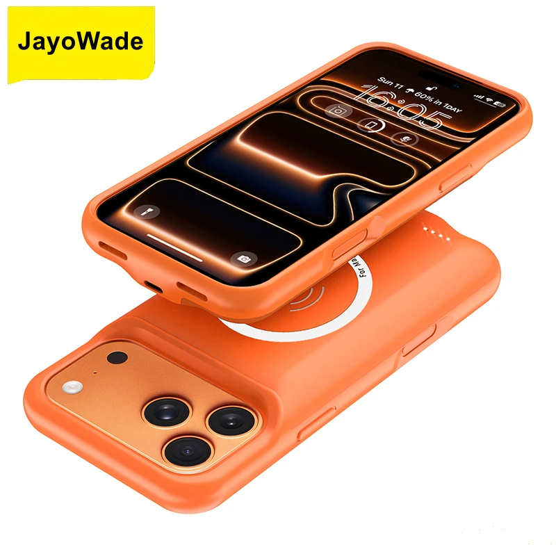 10000mah Orange Wireless Battery Charger Case for IPhone 17 Pro Max Magnetic Power Bank Battery Charging for IPhone 17 Pro Max 10000mah Orange Wireless Battery Charger Case for IPhone 17 Pro Max Magnetic Power Bank Battery Charging for IPhone 17 Pro Max