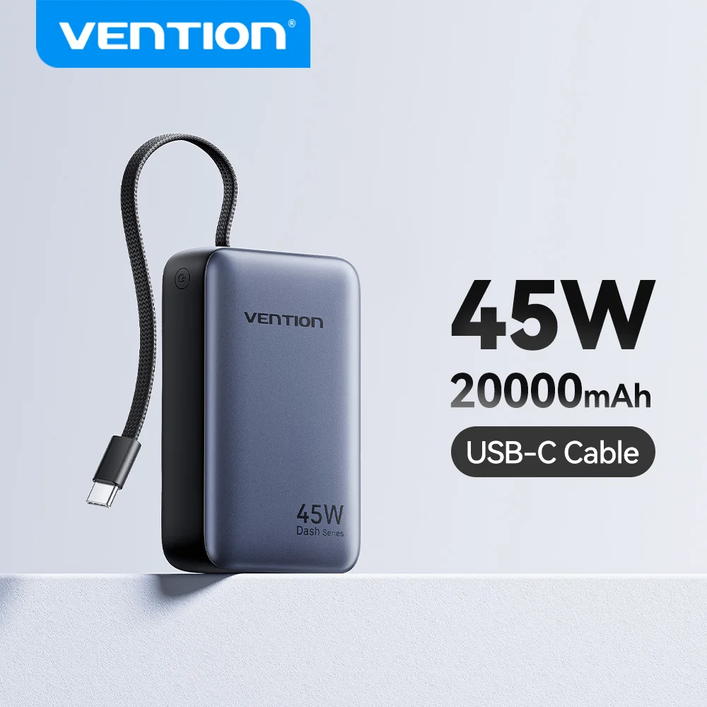 Vention CCC 45W 20000mAh Power Bank Fast Charging Portable Charger for Xiaomi iPhone Pro Max Samsung Galaxy Battery 3C Powerbank