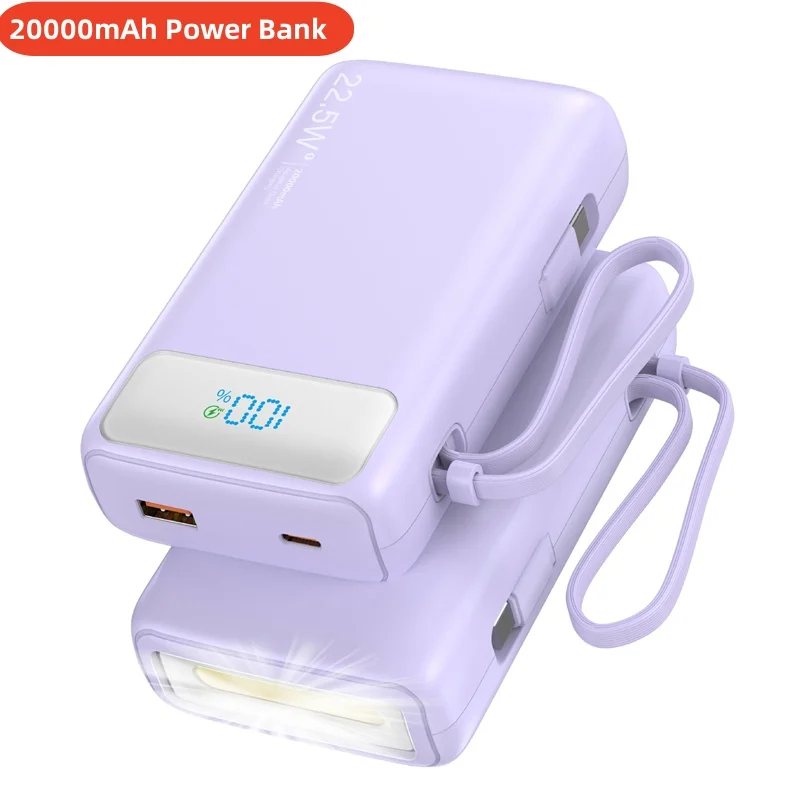 20000mAh Mini Power Bank 22.5W Fast Charging Mobile Phone Charger for iPhone Xiaomi Samsung Powerbank with Cable Spare Battery 20000mAh Mini Power Bank 22.5W Fast Charging Mobile Phone Charger for iPhone Xiaomi Samsung Powerbank with Cable Spare Battery