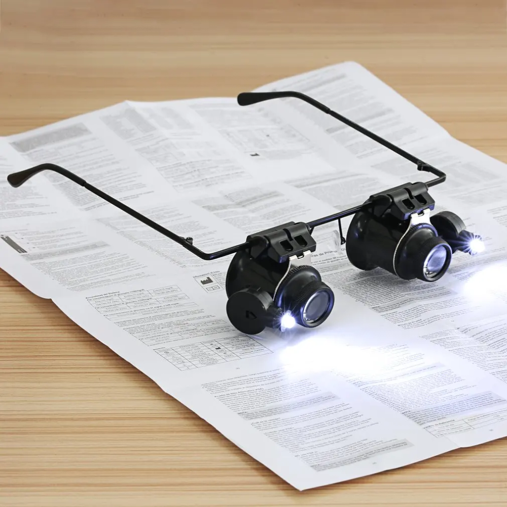 Hot Adjustable LED Metal Frame Lights Magnifiers 20X Glasses Type Double Eye Magnifier Watch Repair Tool Magnifier With Two Hot Adjustable LED Metal Frame Lights Magnifiers 20X Glasses Type Double Eye Magnifier Watch Repair Tool Magnifier With Two