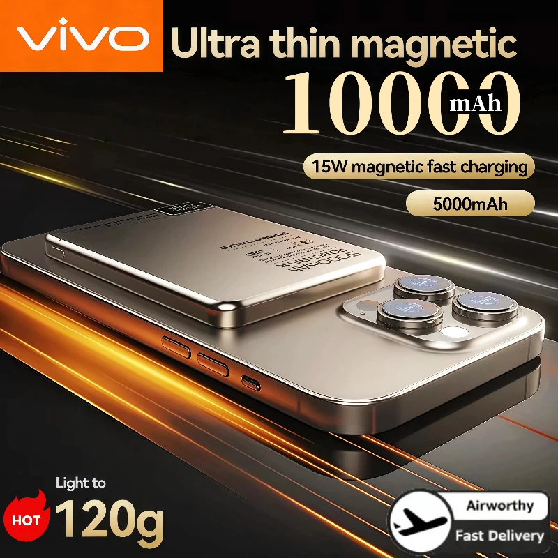 VIVO Ultra-thin Wireless Power Bank Magnetic Large Capacity Portable Fast Charging Spare Battery For iPhone Samsung For Magsafe