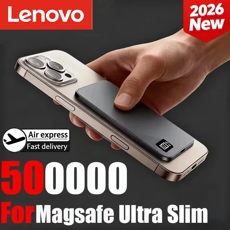 Lenovo Ultra-thin 500000mAh Mobile Power Bank For MagSafe Magnetic Wireless Fast Charge Portable LED Display For iPhone Xiaomi Lenovo Ultra-thin 500000mAh Mobile Power Bank For MagSafe Magnetic Wireless Fast Charge Portable LED Display For iPhone Xiaomi