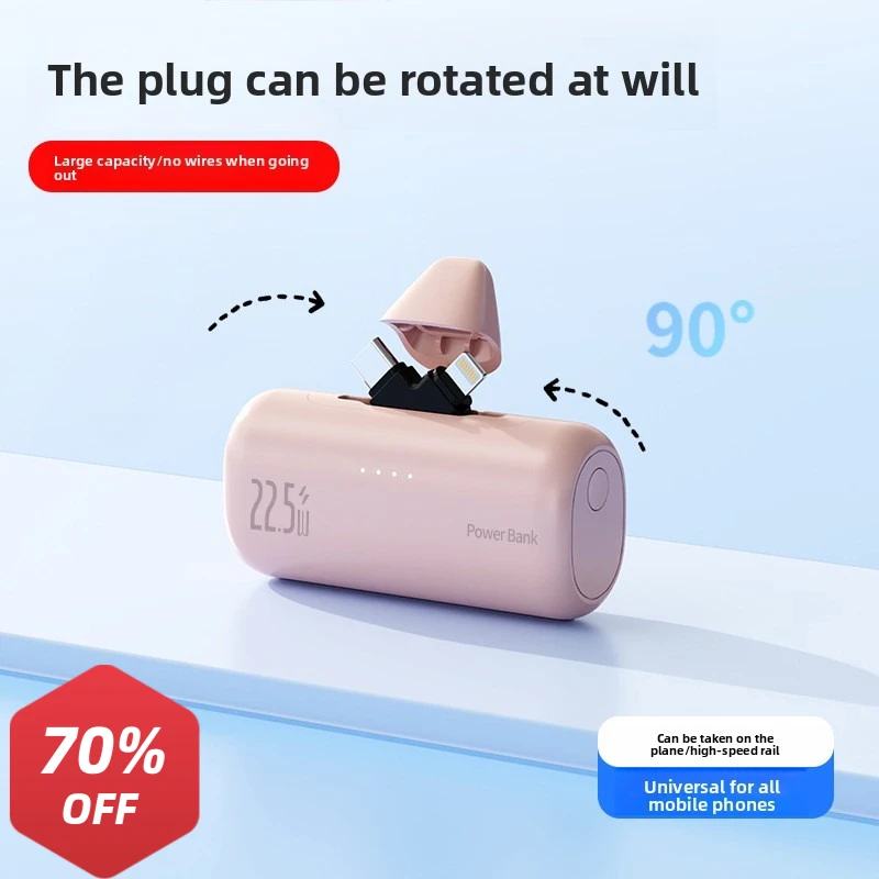 5000 MAh Dual Interface Compact 22.5W Fast Charging Capsule Power Bank Portable Power Bank Mini Suitable For Most Electronic 5000 MAh Dual Interface Compact 22.5W Fast Charging Capsule Power Bank Portable Power Bank Mini Suitable For Most Electronic