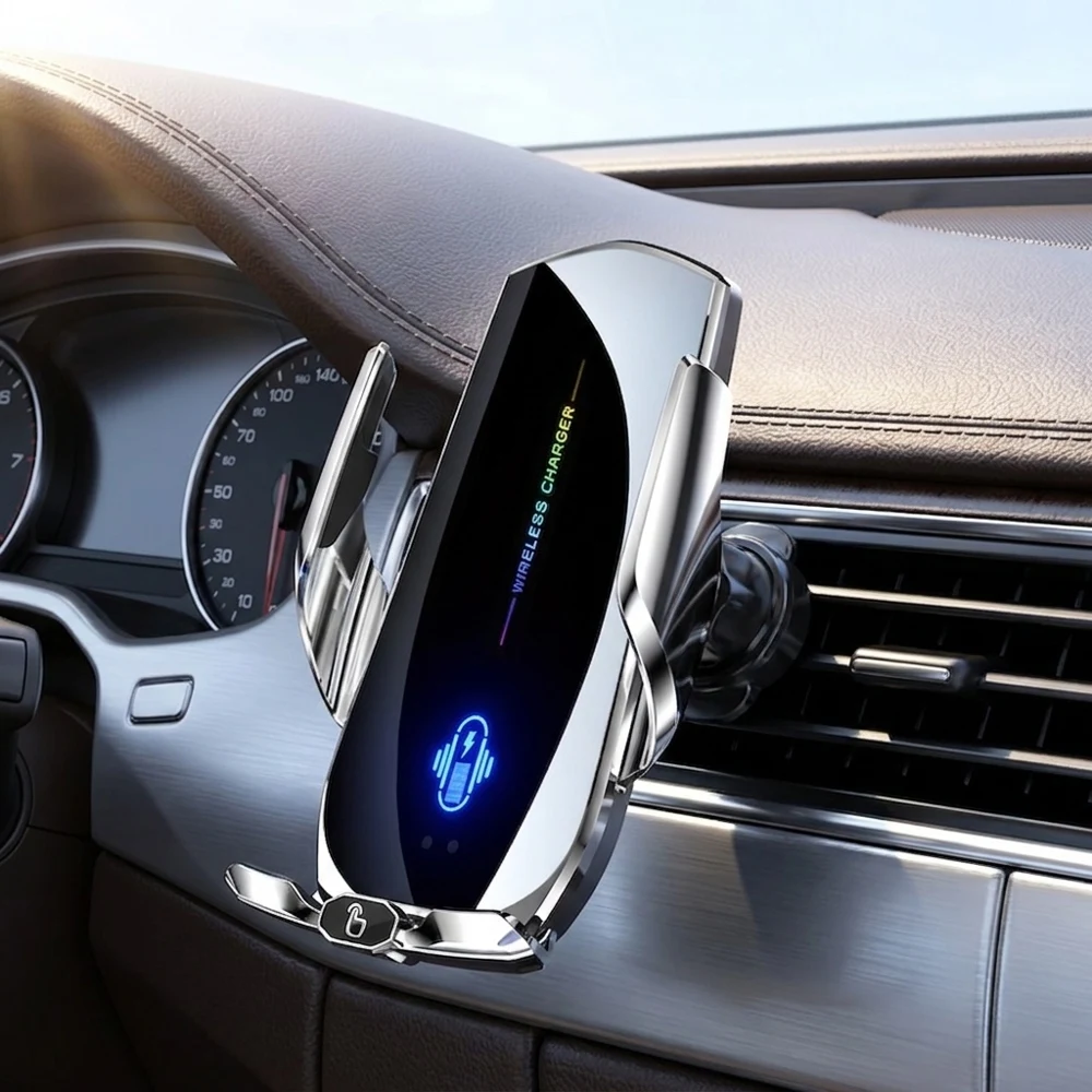 Intelligent Fast Wireless Charging Car Phone Holder Air Vent Mount Auto-Clamping Charger Adjustable Secure Phone Cradle For Fast Intelligent Fast Wireless Charging Car Phone Holder Air Vent Mount Auto-Clamping Charger Adjustable Secure Phone Cradle For Fast