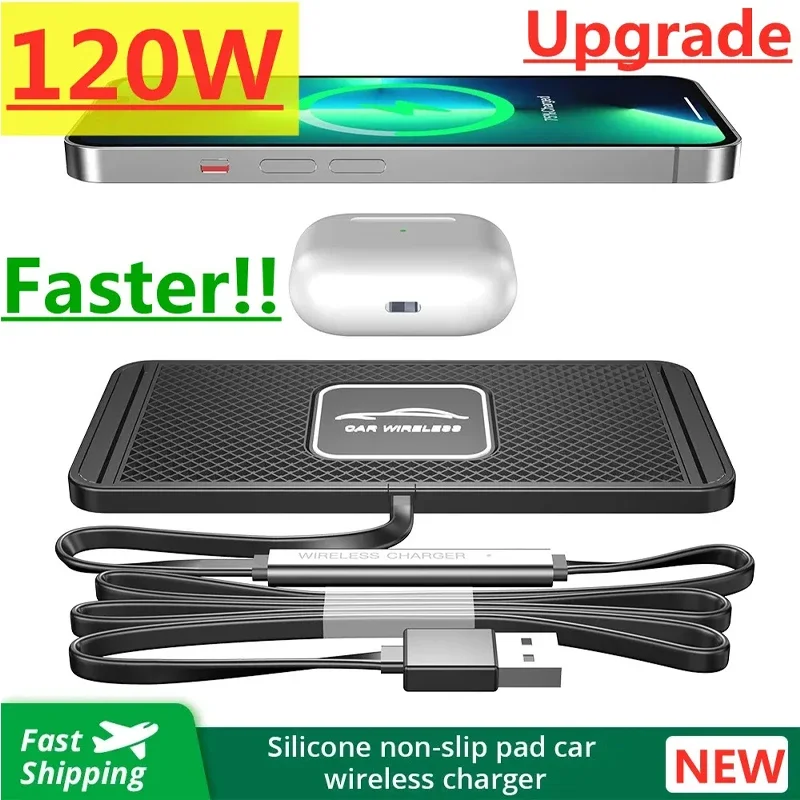 Silicone Pad Stand Wireless Charger Car For iPhone15 14 13 12 Xiaomi Samsung Huawei Mobile Phone Fast Car Wireless Charging Silicone Pad Stand Wireless Charger Car For iPhone15 14 13 12 Xiaomi Samsung Huawei Mobile Phone Fast Car Wireless Charging