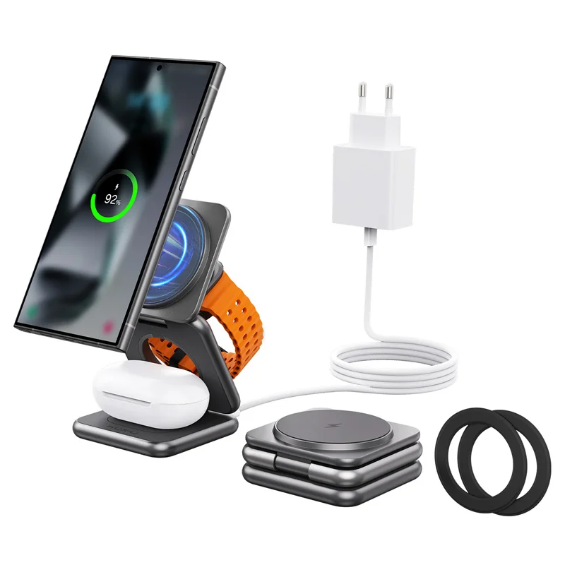 KUXIU Wireless Charger for Samsung Galaxy 25 24 23 22 21 Ect Series Samsung Watch 8 7 6 5/Buds 3 2 ,Metal Foldable Phone Holder KUXIU Wireless Charger for Samsung Galaxy 25 24 23 22 21 Ect Series Samsung Watch 8 7 6 5/Buds 3 2 ,Metal Foldable Phone Holder