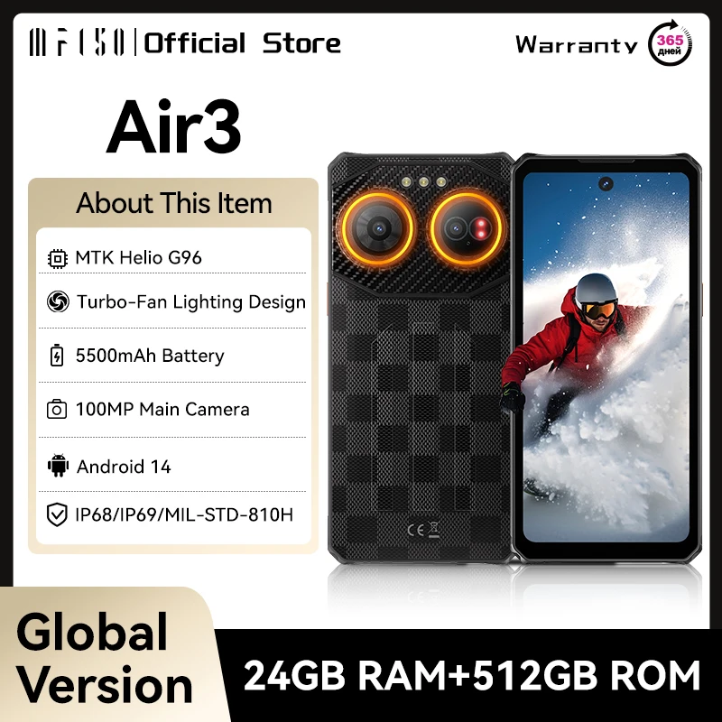 IIIF150 Air3 Rugged Smartphone Android 14 Mobile Phone 12GB 512GB 100MP Camera Dynamic Island UltraThin Rugged 30W Fast Charge