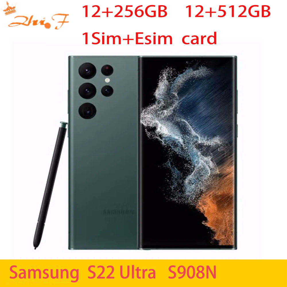 Samsung Galaxy S22 Ultra 5G S908N 12GB RAM 256/512GB ROM Snapdragon NFC S Pen Original Unlocked Cellphone