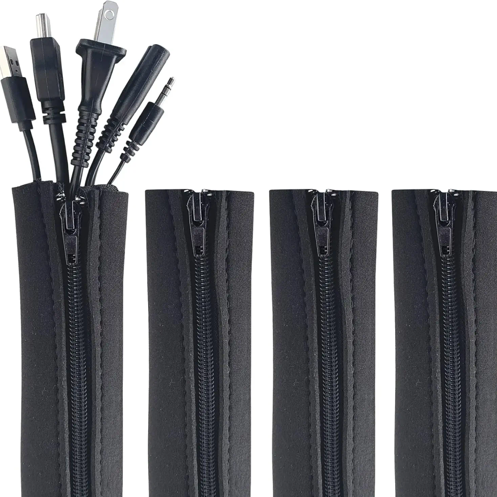 Universal Cable Management Sleeve Cord Organizer with Zipper Flexible Cable Sleeve Wrap Cover Wire Winder for Home Office Universal Cable Management Sleeve Cord Organizer with Zipper Flexible Cable Sleeve Wrap Cover Wire Winder for Home Office