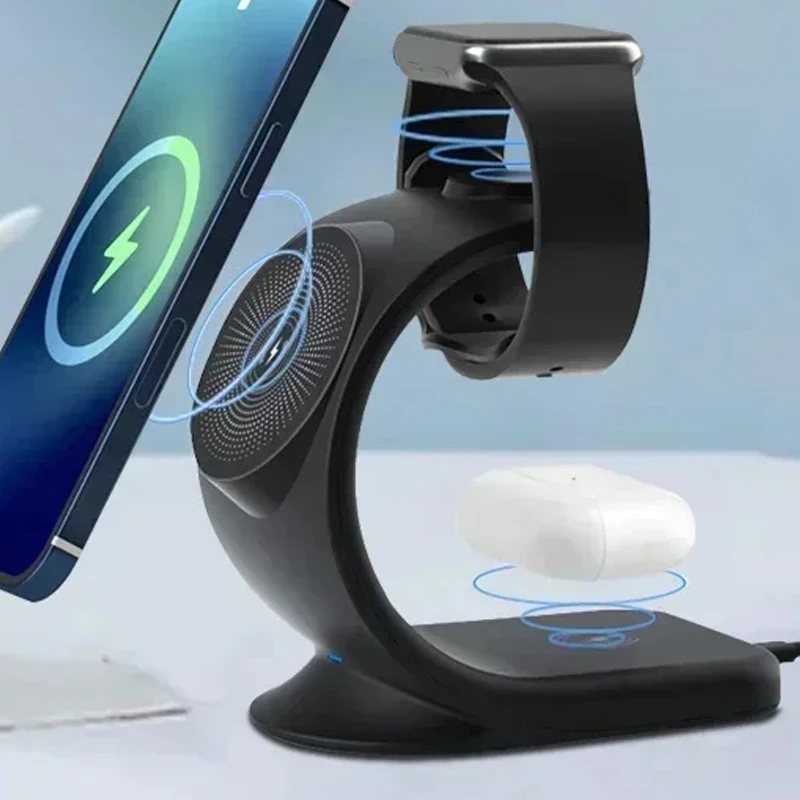 Magnetic Wireless Charger 3 in 1 Fast Charging Station For Magsafe iPhone 17 16 15 14 Pro Max iWatch 10 9 8 7 6 SE AirPods Pro Magnetic Wireless Charger 3 in 1 Fast Charging Station For Magsafe iPhone 17 16 15 14 Pro Max iWatch 10 9 8 7 6 SE AirPods Pro