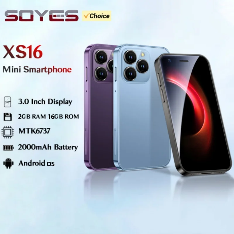 SOYES XS16 Mini 4G Smartphone 3.0inches IPS MTK 16GB/64GB ROM Dual SIM 5MP Camera Type-C Ultra Light WIFI Android CellPhone