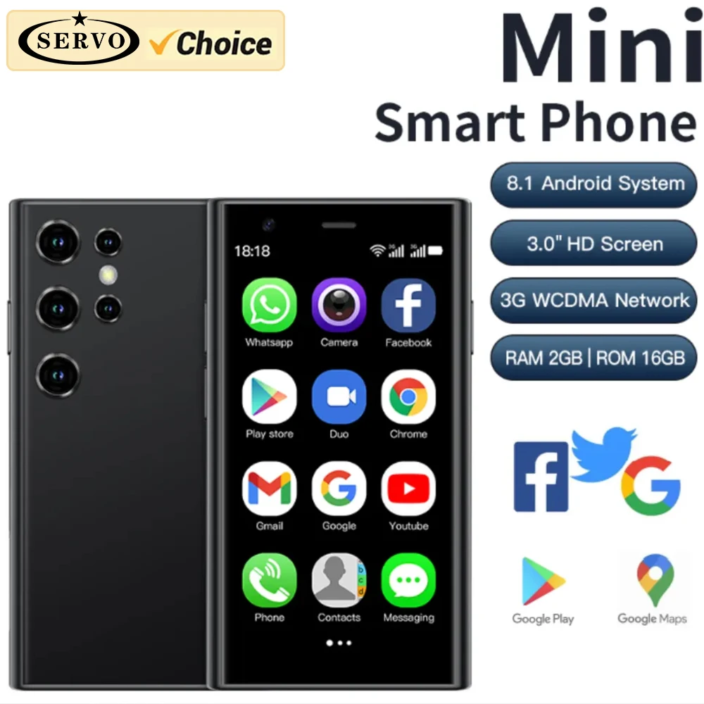 SERVO S23 Ultra Mini Smart Phone Android Dual SIM Card Global Version WCDMA Cellular RAM 2GB ROM 16GB GPS 3.0" Small Smartphone SERVO S23 Ultra Mini Smart Phone Android Dual SIM Card Global Version WCDMA Cellular RAM 2GB ROM 16GB GPS 3.0" Small Smartphone