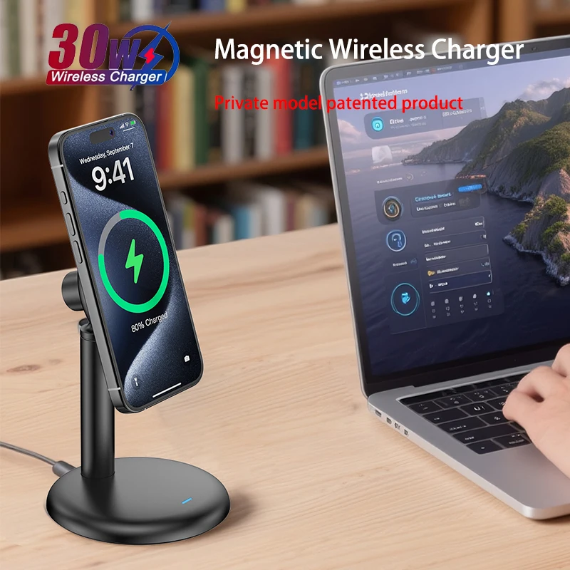 15W Wireless Charger Dock For iPhone 16 15 14 13 12 Fast Magnetic Wireless Charging Station for iPhone Samsung Xiaomi Huawei