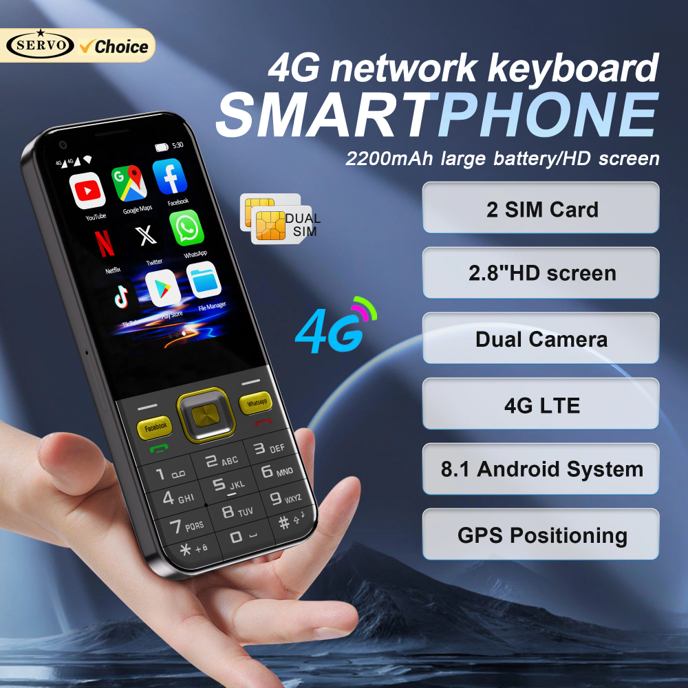 SERVO F6 ULTRA 4G Smartphone Android System 2GB RAM 16GB ROM WhatsAPP Play Store WiFi 2 SIM Standby T9 Button Smart Mobile Phone
