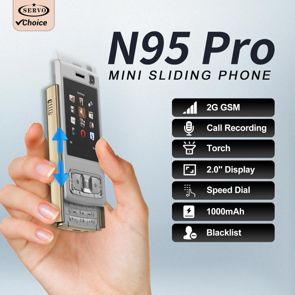 SERVO N95 PRO Slide Screen Mini Mobile Phone Speed Dial Call Recording Magic Voice Blacklist 2G Push Screen Torch Cellphone MP4 SERVO N95 PRO Slide Screen Mini Mobile Phone Speed Dial Call Recording Magic Voice Blacklist 2G Push Screen Torch Cellphone MP4