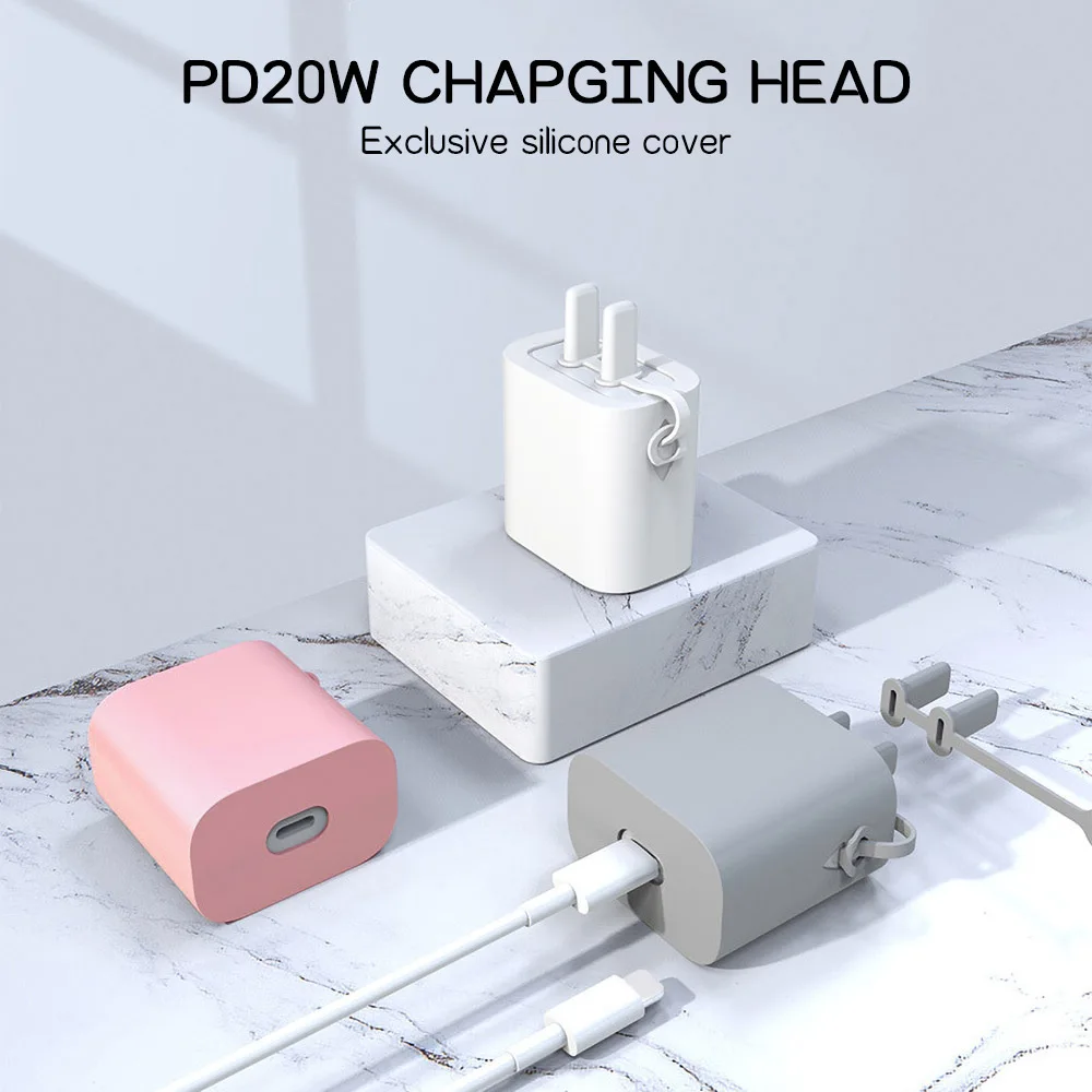 Simplicity iPhone Charger Protector Case 18W/20W Charger Cover Anti Break Scratch Proof Charger Cable Spiral Winder for iPhone Simplicity iPhone Charger Protector Case 18W/20W Charger Cover Anti Break Scratch Proof Charger Cable Spiral Winder for iPhone