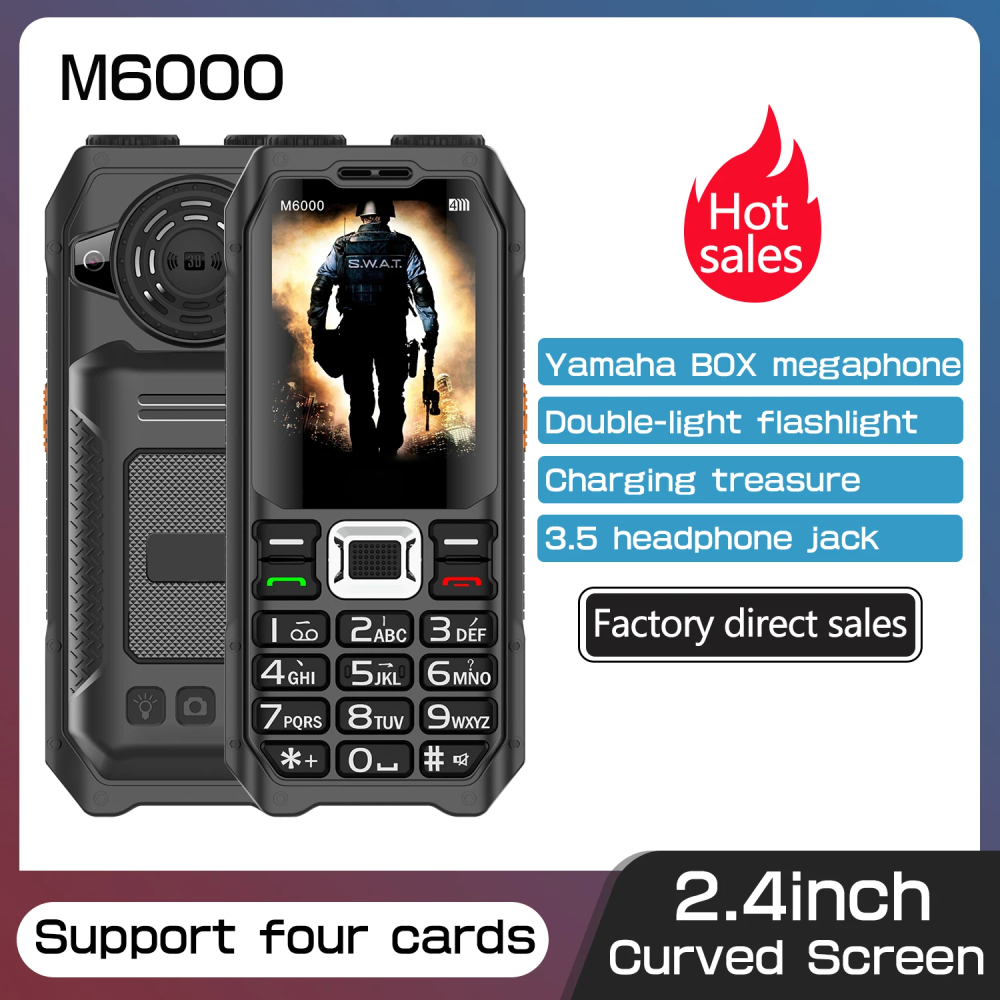 M6000 Ultra Long Standby Durable Mobile Phone GSM 2G Network 4 SIM Card 2.4-inch Large Keyboard Elderly Phone M6000 Ultra Long Standby Durable Mobile Phone GSM 2G Network 4 SIM Card 2.4-inch Large Keyboard Elderly Phone