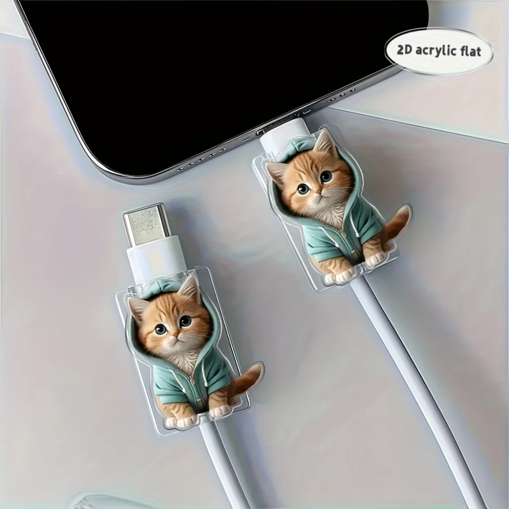 2pcs Cute Cat Phone Cable Protector Cover with Adorable Kitten Design Type-C Connector Cover Compatible for iPhone Cable 2pcs Cute Cat Phone Cable Protector Cover with Adorable Kitten Design Type-C Connector Cover Compatible for iPhone Cable